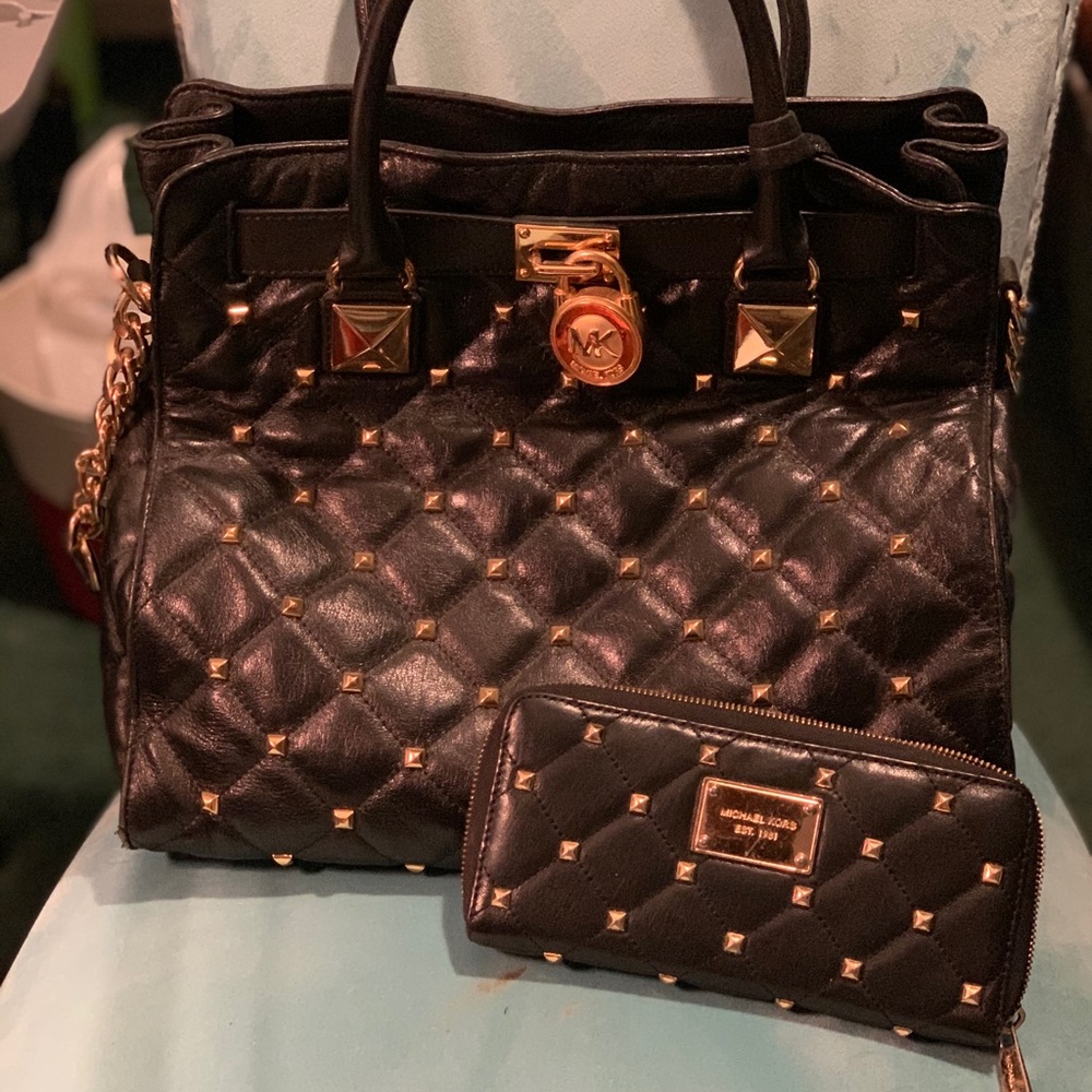 Michael Kors Hamilton Studded Leather Tote Wallet